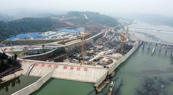 航拍雙江航電樞紐。王浪攝