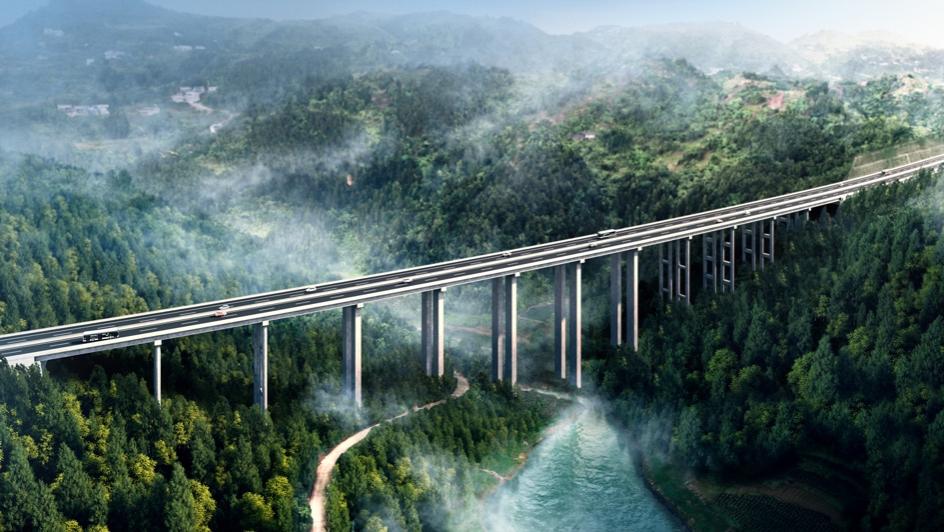 開萬梁高速公路效果圖。重慶高速集團供圖