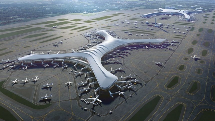 重慶江北國際機(jī)場T3B航站樓效果圖。渝北區(qū)委網(wǎng)信辦供圖