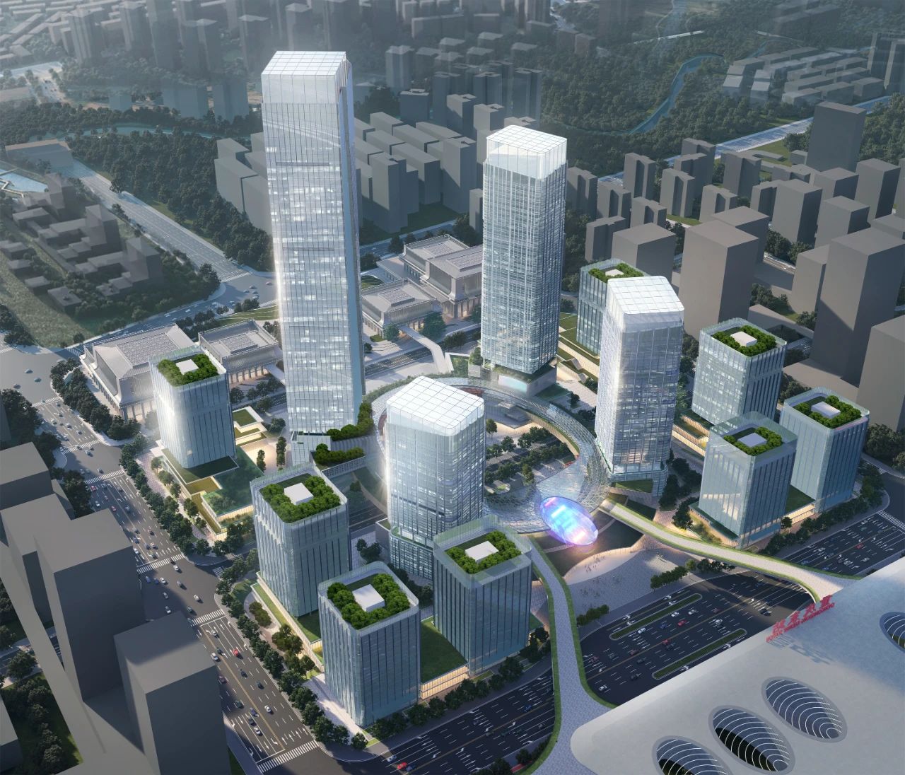 重慶東站核心區(qū)鳥瞰圖。重慶交通開投集團(tuán)供圖