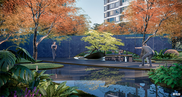 園林景觀意向圖。中建·光嶼供圖