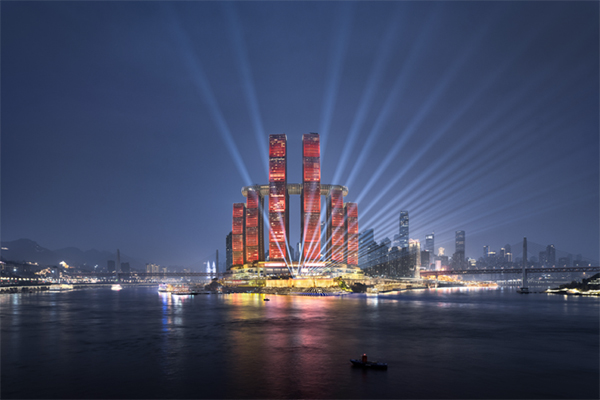 春節(jié)期間，重慶來福士燈光煥新。重慶來福士供圖