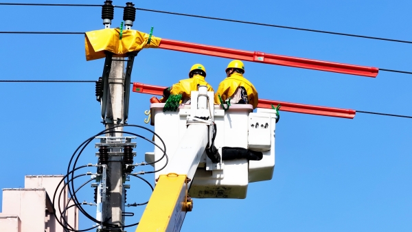 帶電作業(yè)，筑牢供電保障線。受訪者供圖