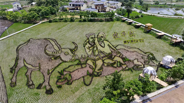 核心圖案之一 大足石刻經(jīng)典牧牛圖。大足區(qū)融媒體中心供圖