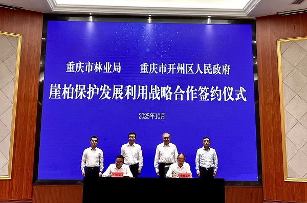 崖柏保護(hù)發(fā)展利用戰(zhàn)略合作簽約儀式。周小平攝