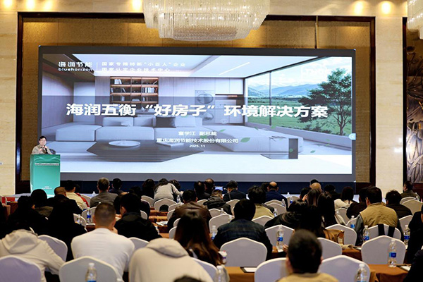 重慶海潤節(jié)能技術(shù)股份有限公司副總裁童學(xué)江發(fā)表演講。海潤節(jié)能供圖